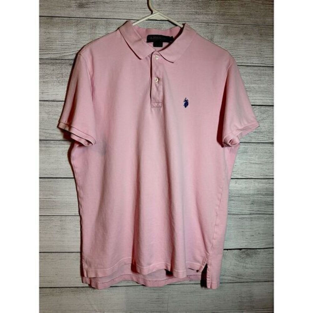 U.S. Polo ASSN Pink Short Sleeve Shirt Mens Large Classic Fit Golf Pullover